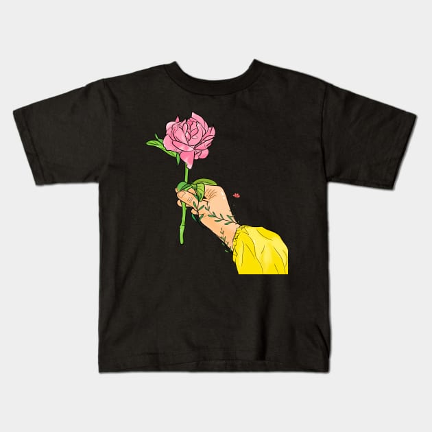 Hand Holding A Rose Kids T-Shirt by Lizzamour